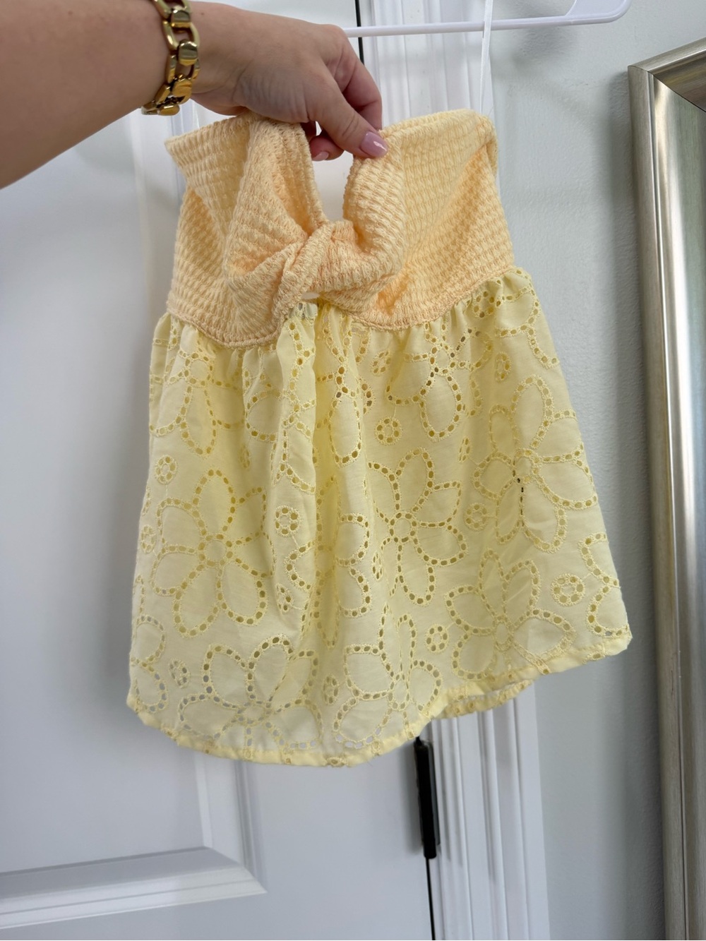SHEIN Yellow Eyelet tank top